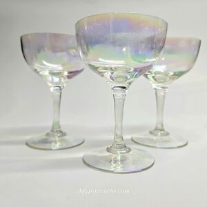 Iridescent Crystal Coupe Glasses Set of 3